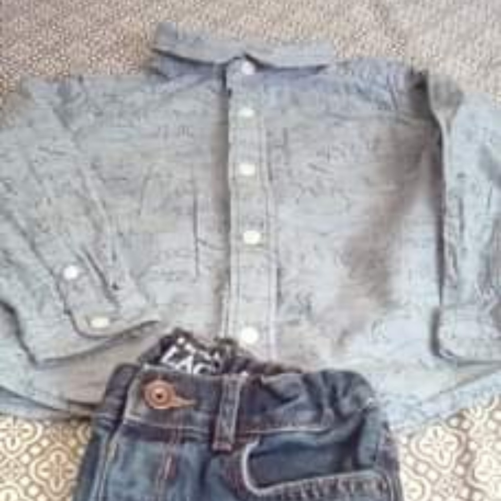 Children's Place button up and straight jeans